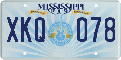 MS license plate XKQ078