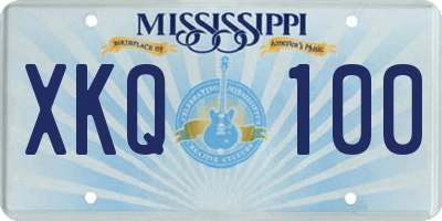MS license plate XKQ100