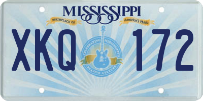 MS license plate XKQ172