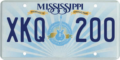 MS license plate XKQ200
