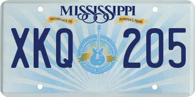 MS license plate XKQ205