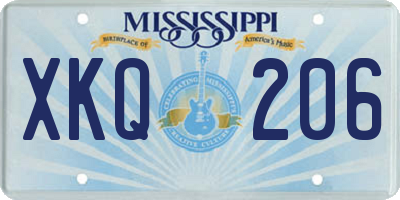 MS license plate XKQ206
