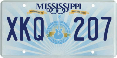 MS license plate XKQ207