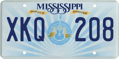MS license plate XKQ208