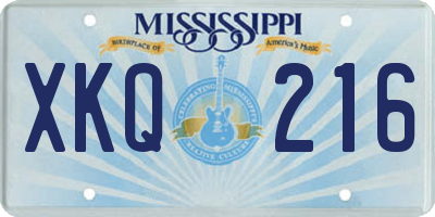 MS license plate XKQ216