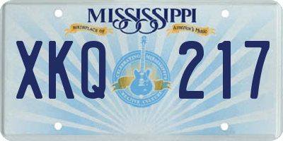 MS license plate XKQ217
