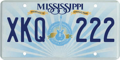 MS license plate XKQ222
