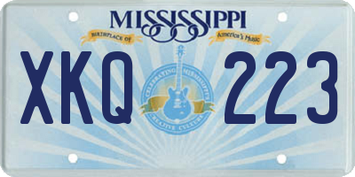 MS license plate XKQ223