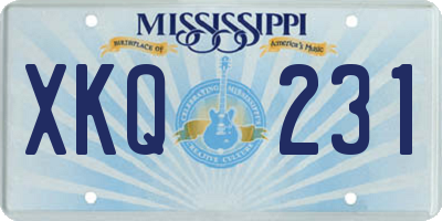 MS license plate XKQ231