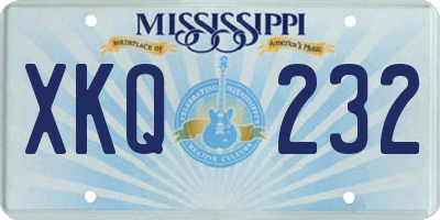 MS license plate XKQ232