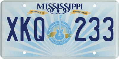 MS license plate XKQ233