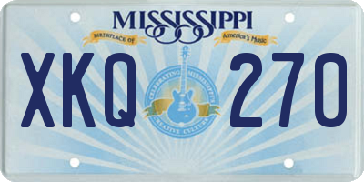 MS license plate XKQ270