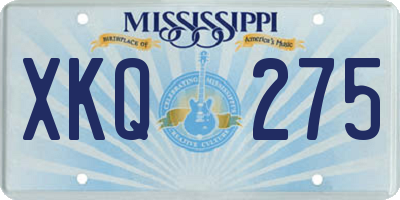 MS license plate XKQ275