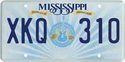 MS license plate XKQ310