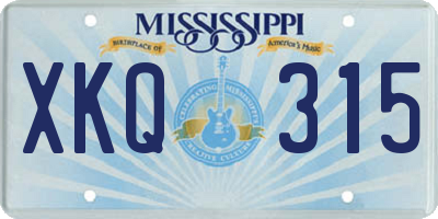 MS license plate XKQ315