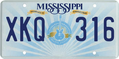 MS license plate XKQ316