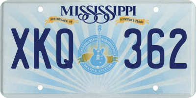 MS license plate XKQ362