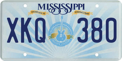 MS license plate XKQ380