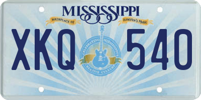 MS license plate XKQ540