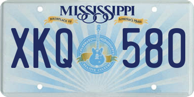 MS license plate XKQ580