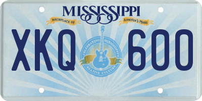 MS license plate XKQ600