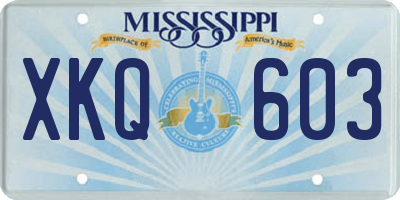 MS license plate XKQ603