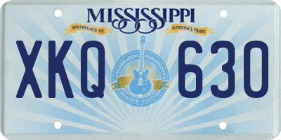 MS license plate XKQ630