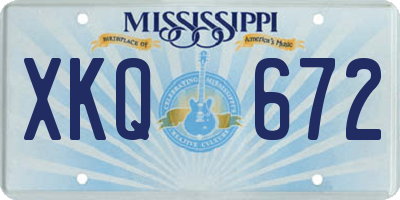 MS license plate XKQ672