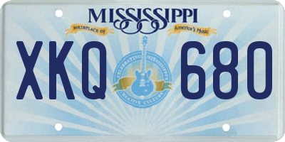 MS license plate XKQ680
