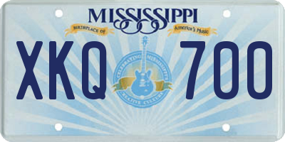 MS license plate XKQ700