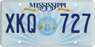MS license plate XKQ727