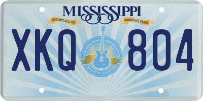 MS license plate XKQ804