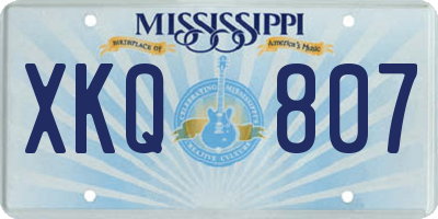 MS license plate XKQ807