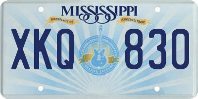 MS license plate XKQ830