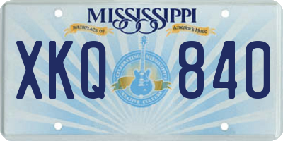MS license plate XKQ840