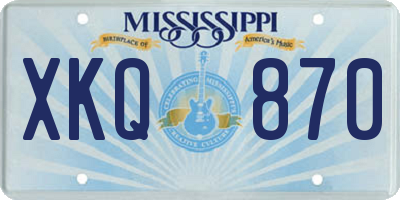 MS license plate XKQ870