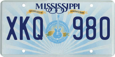 MS license plate XKQ980