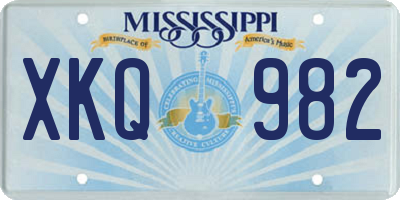 MS license plate XKQ982