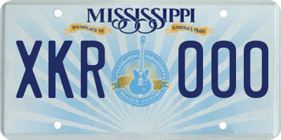 MS license plate XKR000