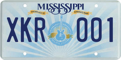 MS license plate XKR001
