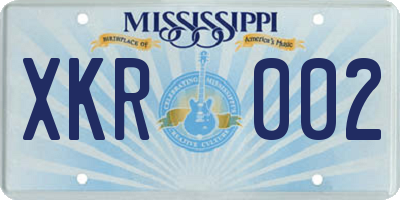 MS license plate XKR002