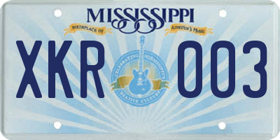 MS license plate XKR003