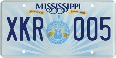 MS license plate XKR005