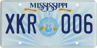 MS license plate XKR006