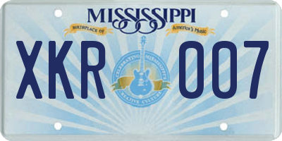 MS license plate XKR007