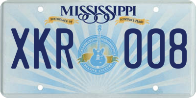 MS license plate XKR008