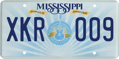MS license plate XKR009