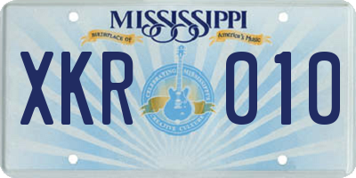 MS license plate XKR010