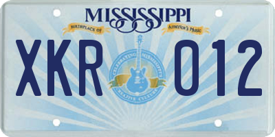 MS license plate XKR012