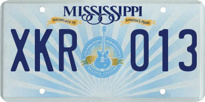 MS license plate XKR013